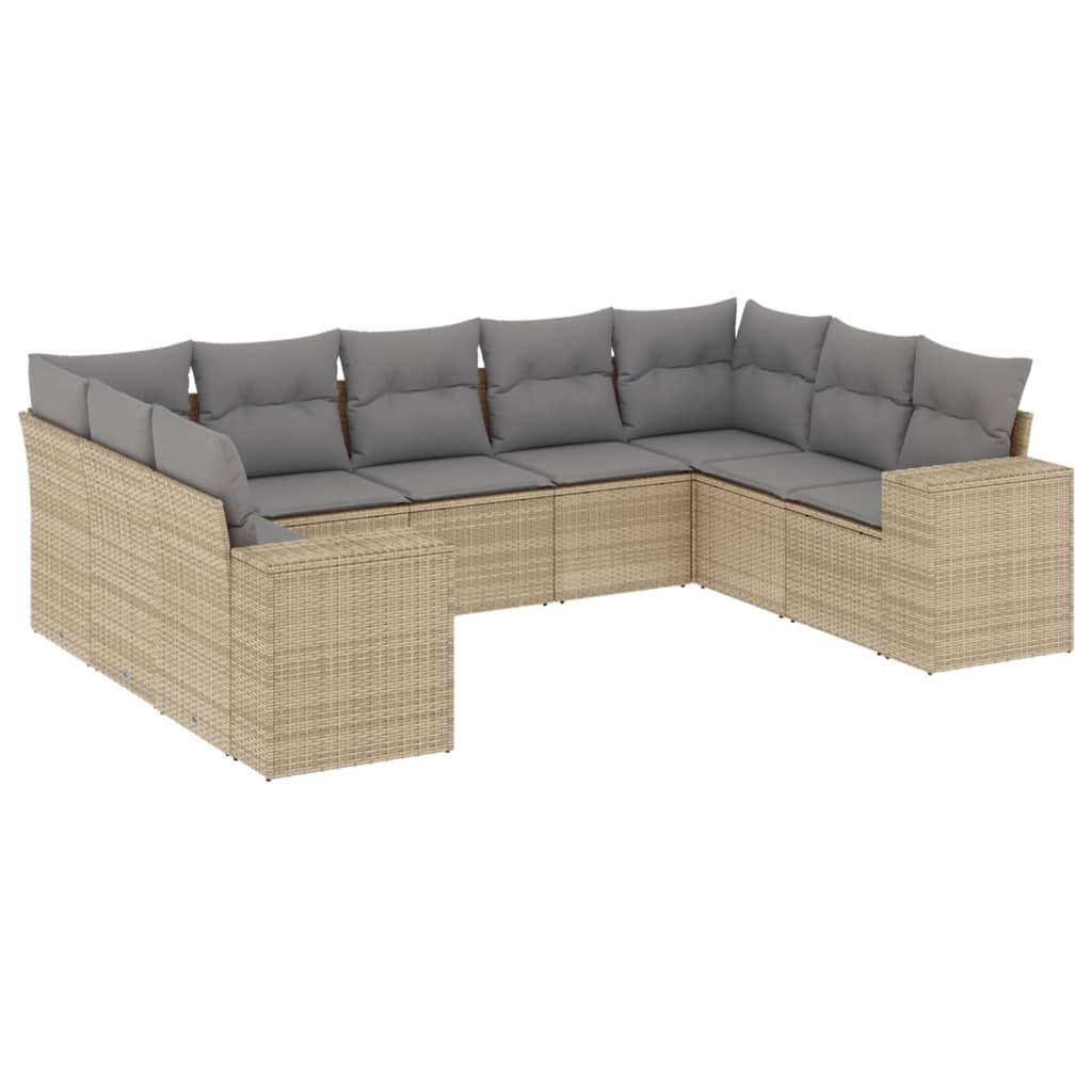 9-delige Loungeset met kussens poly rattan beige is nu te koop bij PeponiXL, paradijselijk wonen!