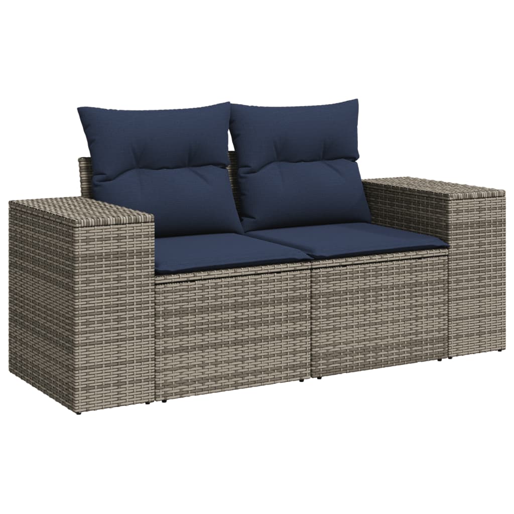 9-delige tuinbankset met kussens, grijs polyrotan is nu te koop bij PeponiXL, paradijselijk wonen!