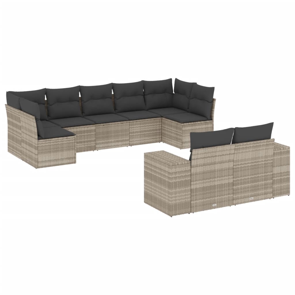 9-delige Loungeset met kussens poly rattan lichtgrijs is nu te koop bij PeponiXL, paradijselijk wonen!
