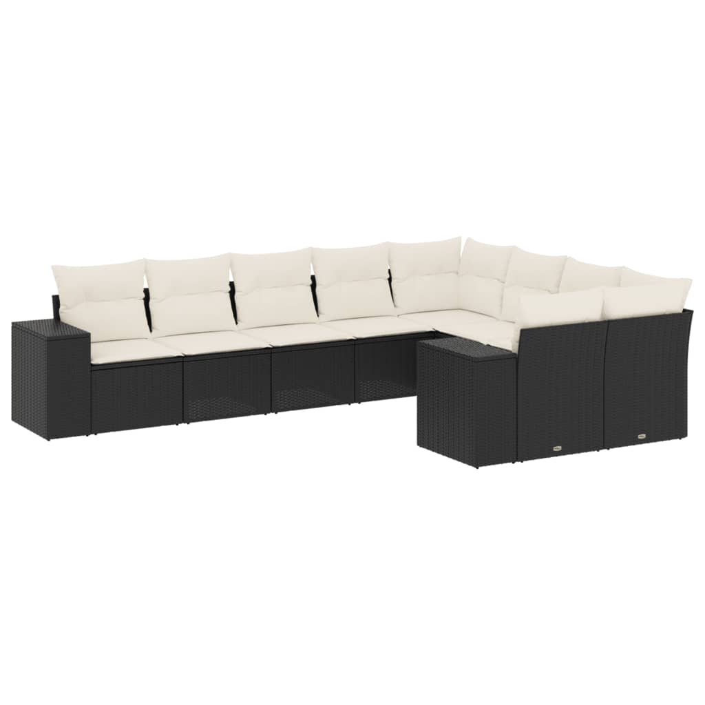 9-delige Loungeset met kussens poly rattan zwart is nu te koop bij PeponiXL, paradijselijk wonen!