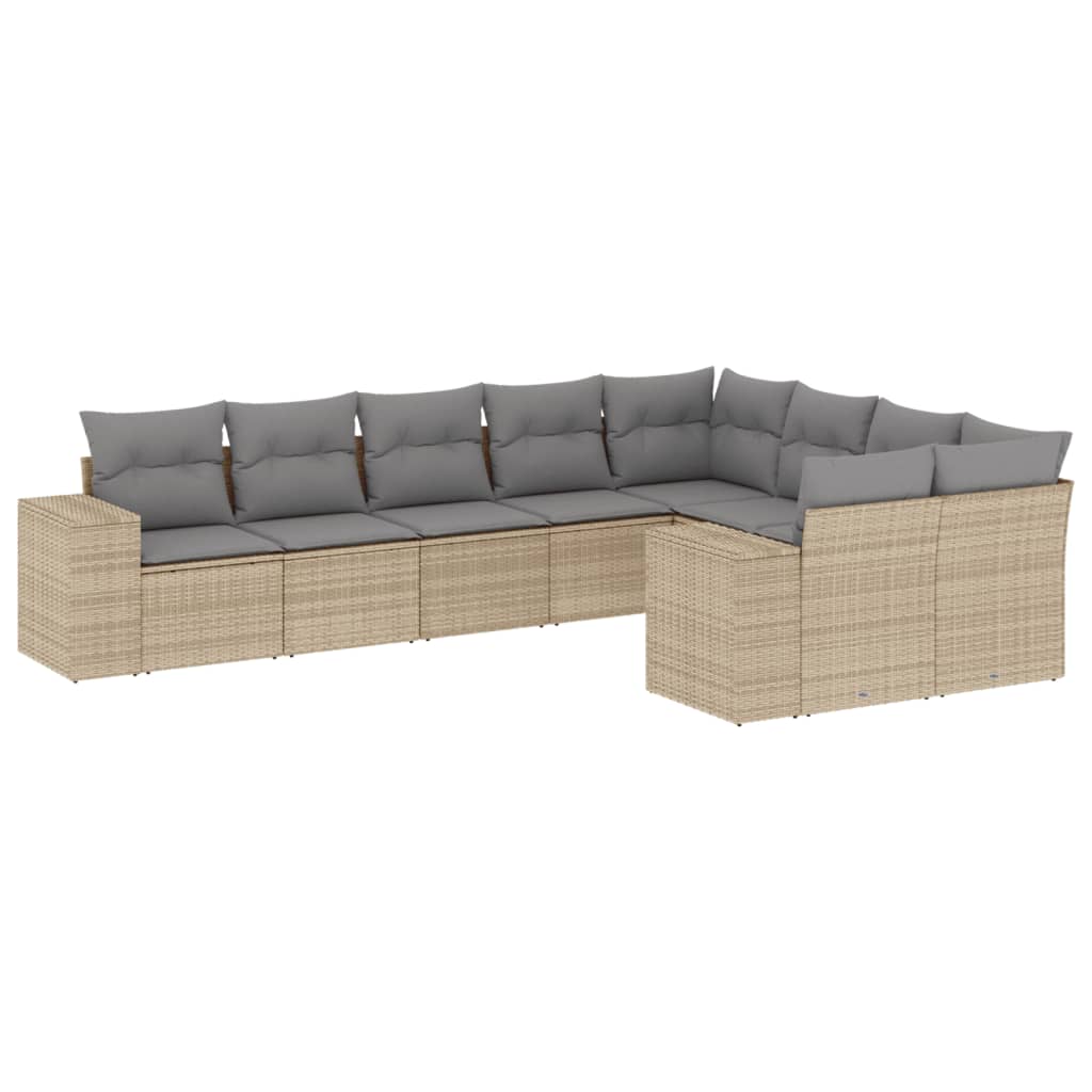 9-delige Loungeset met kussens poly rattan beige is nu te koop bij PeponiXL, paradijselijk wonen!