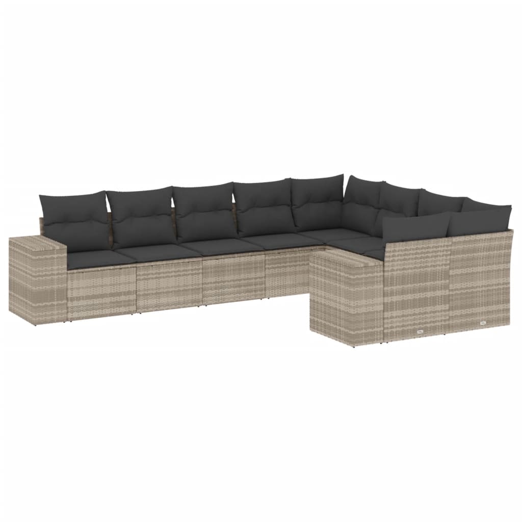 9-delige Loungeset met kussens poly rattan lichtgrijs is nu te koop bij PeponiXL, paradijselijk wonen!
