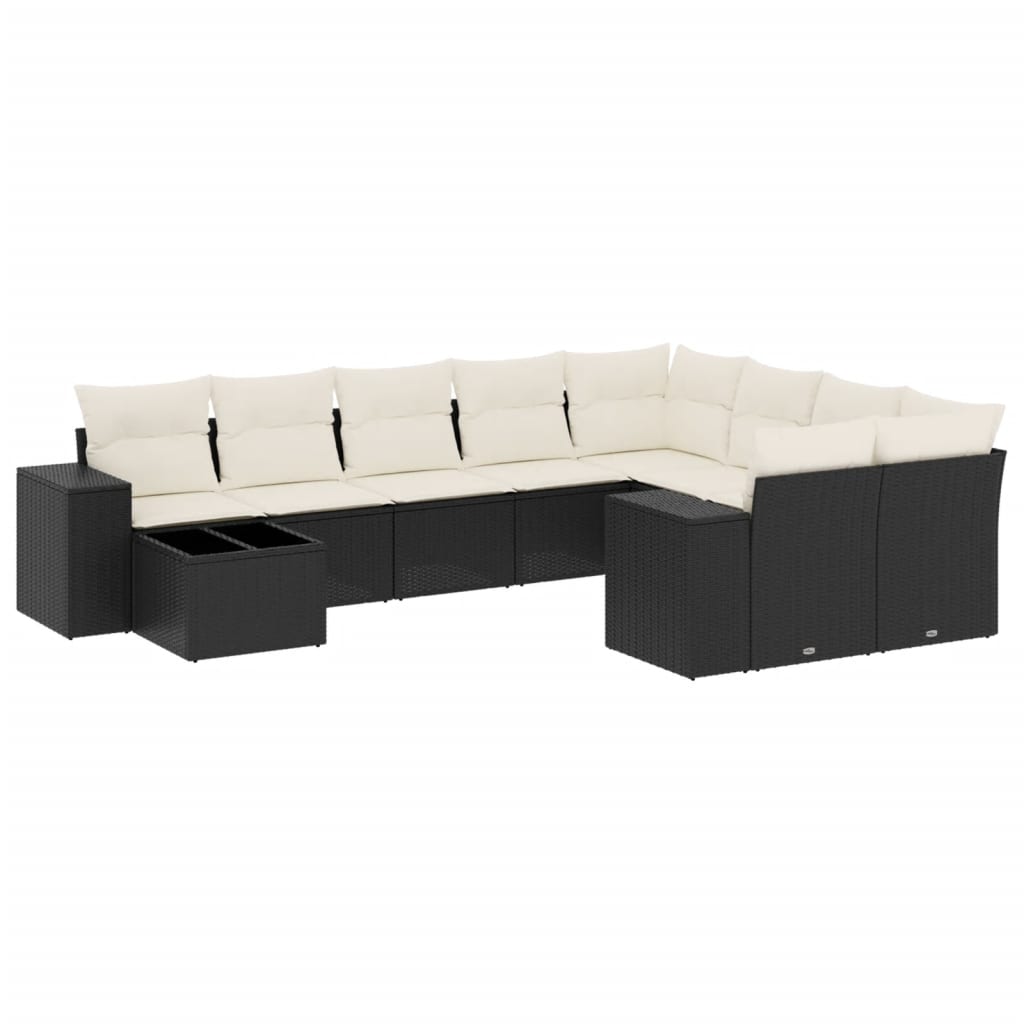 10-delige Loungeset met kussens poly rattan zwart is nu te koop bij PeponiXL, paradijselijk wonen!