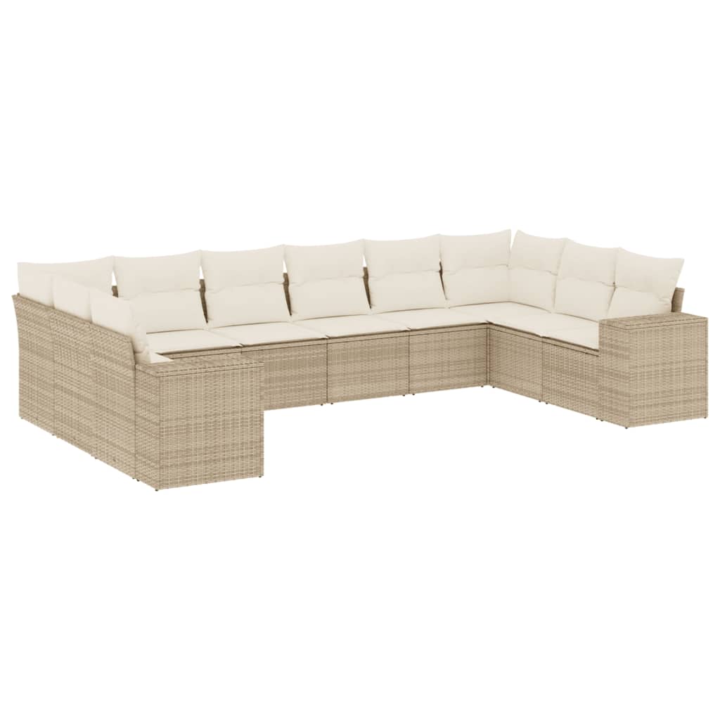 10-delige Loungeset met kussens poly rattan beige is nu te koop bij PeponiXL, paradijselijk wonen!