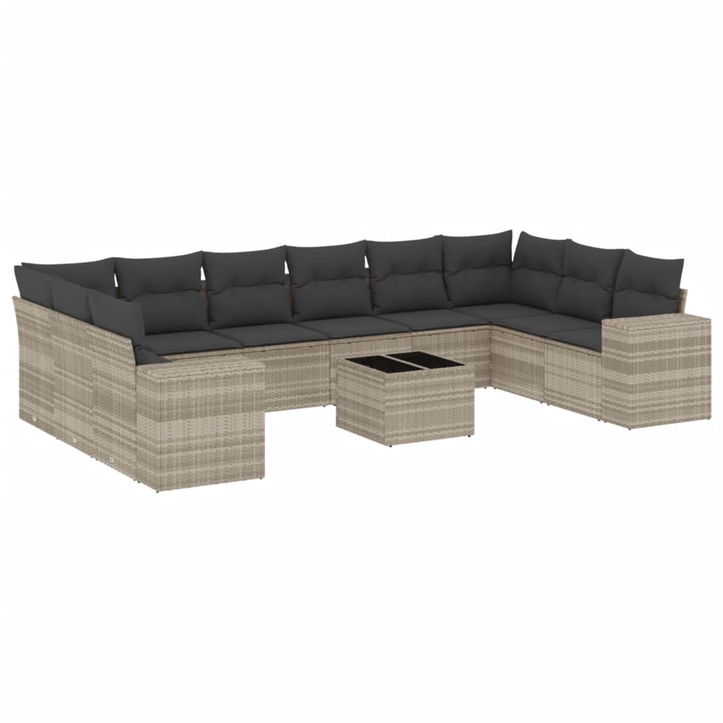 11-delige Loungeset met kussens poly rattan lichtgrijs is nu te koop bij PeponiXL, paradijselijk wonen!