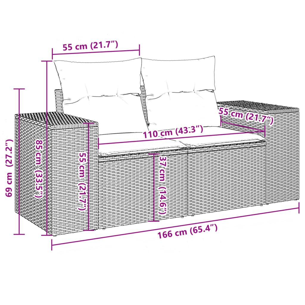 10-delige Loungeset met kussens poly rattan zwart is nu te koop bij PeponiXL, paradijselijk wonen!