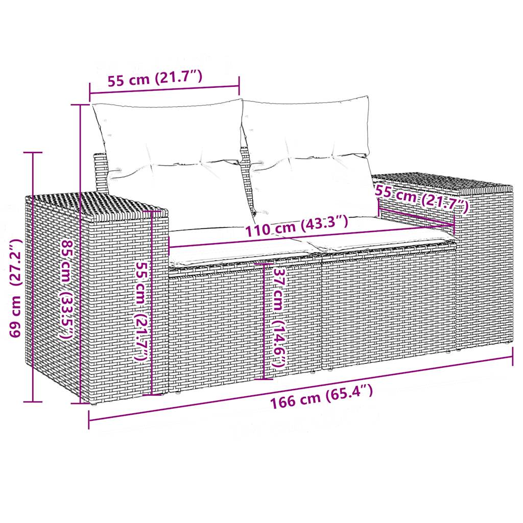 10-delige tuinbankset met kussens van zwart polyrotan is nu te koop bij PeponiXL, paradijselijk wonen!