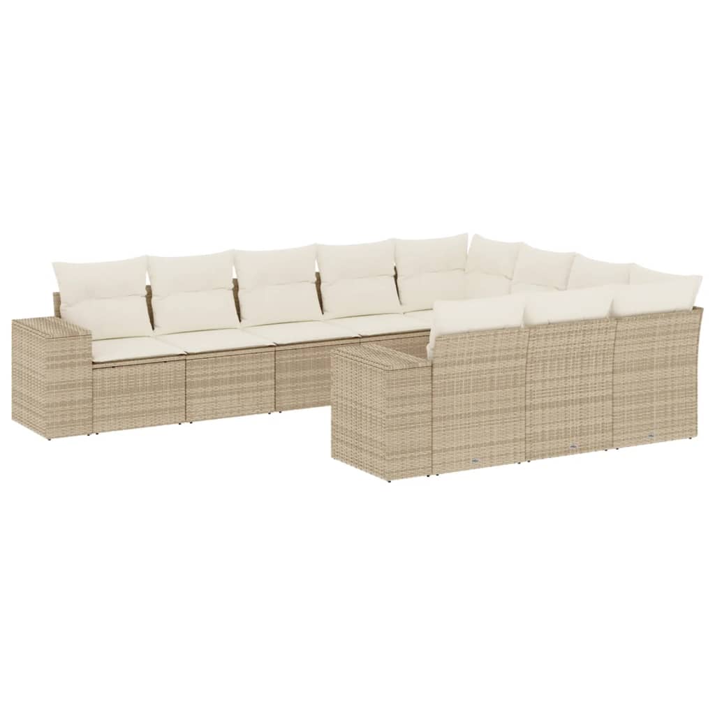 10-delige Loungeset met kussens poly rattan beige is nu te koop bij PeponiXL, paradijselijk wonen!