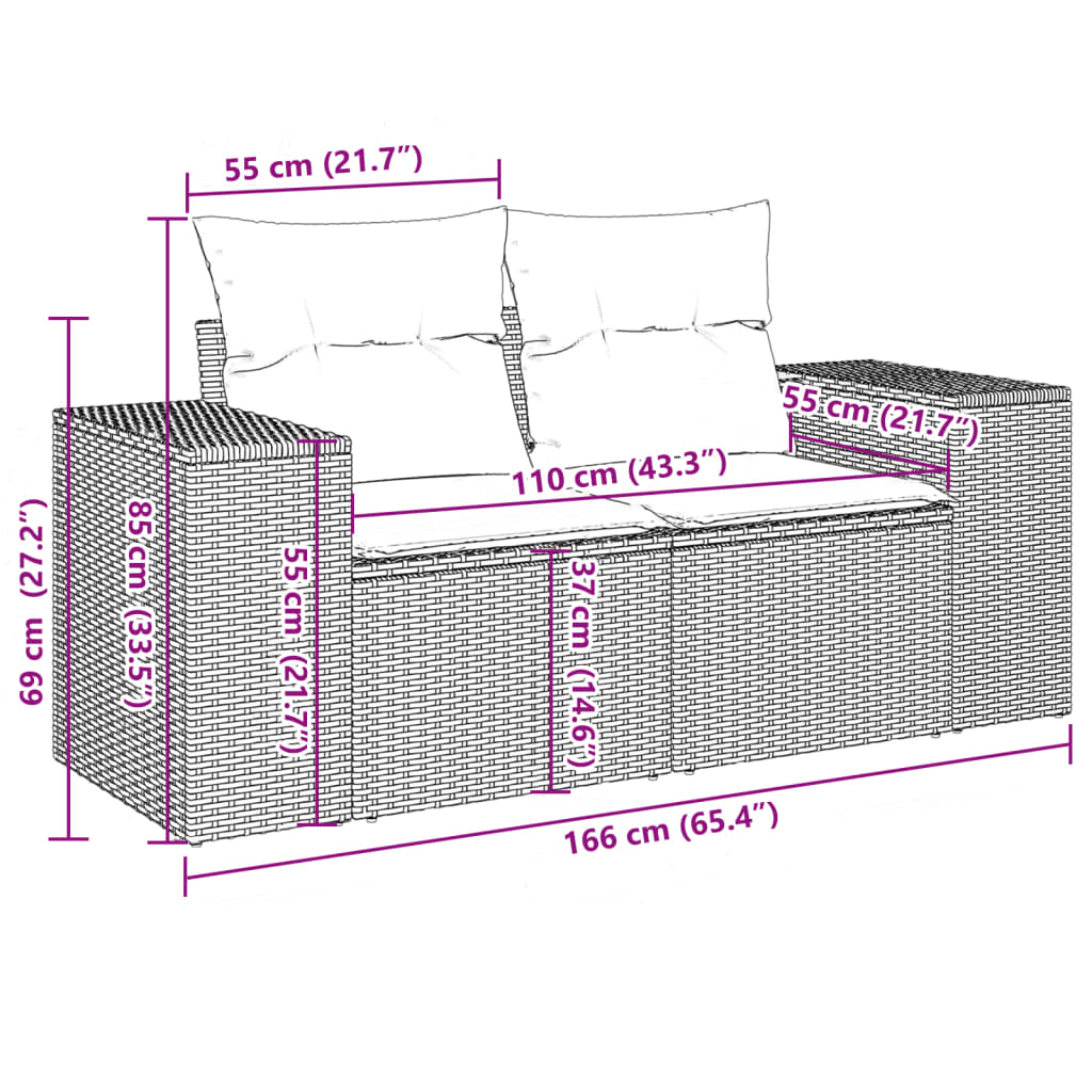 10-delige Loungeset met kussens poly rattan lichtgrijs is nu te koop bij PeponiXL, paradijselijk wonen!