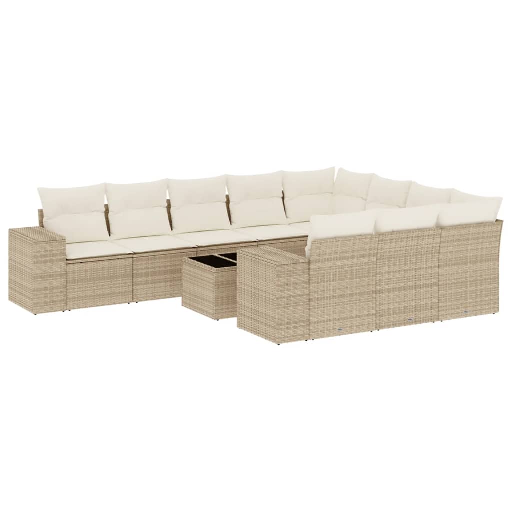 11-delige Tuinset met kussens poly rattan beige is nu te koop bij PeponiXL, paradijselijk wonen!