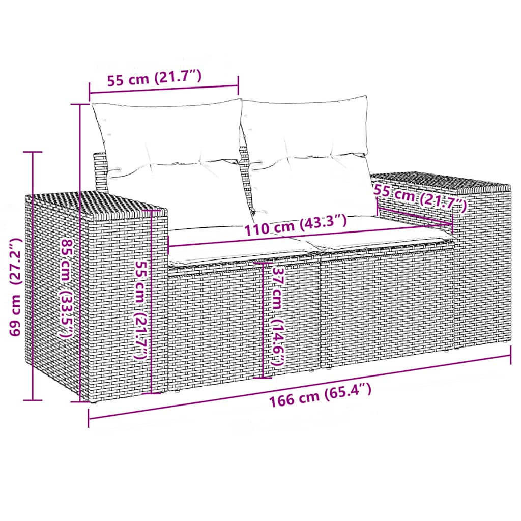 11-delige tuinbankset met kussens, grijs polyrotan is nu te koop bij PeponiXL, paradijselijk wonen!
