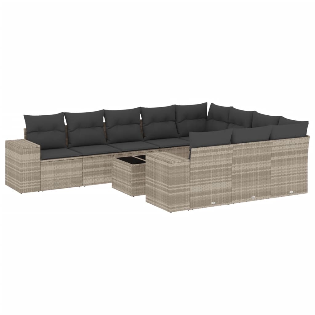 11-delige Loungeset met kussens poly rattan lichtgrijs is nu te koop bij PeponiXL, paradijselijk wonen!
