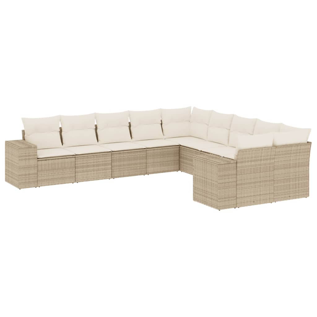 10-delige Loungeset met kussens poly rattan beige is nu te koop bij PeponiXL, paradijselijk wonen!