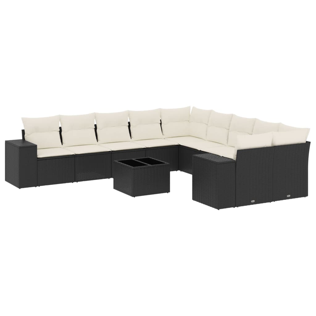 11-delige Loungeset met kussens poly rattan zwart is nu te koop bij PeponiXL, paradijselijk wonen!
