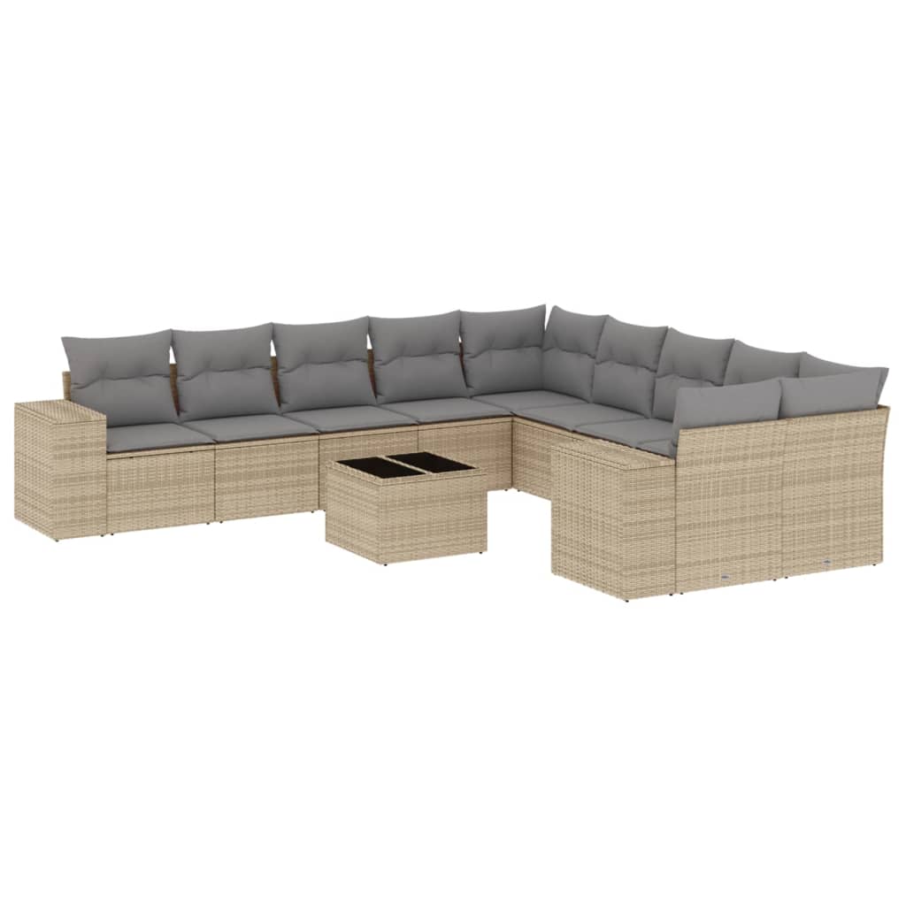 11-delige Tuinset met kussens poly rattan beige is nu te koop bij PeponiXL, paradijselijk wonen!