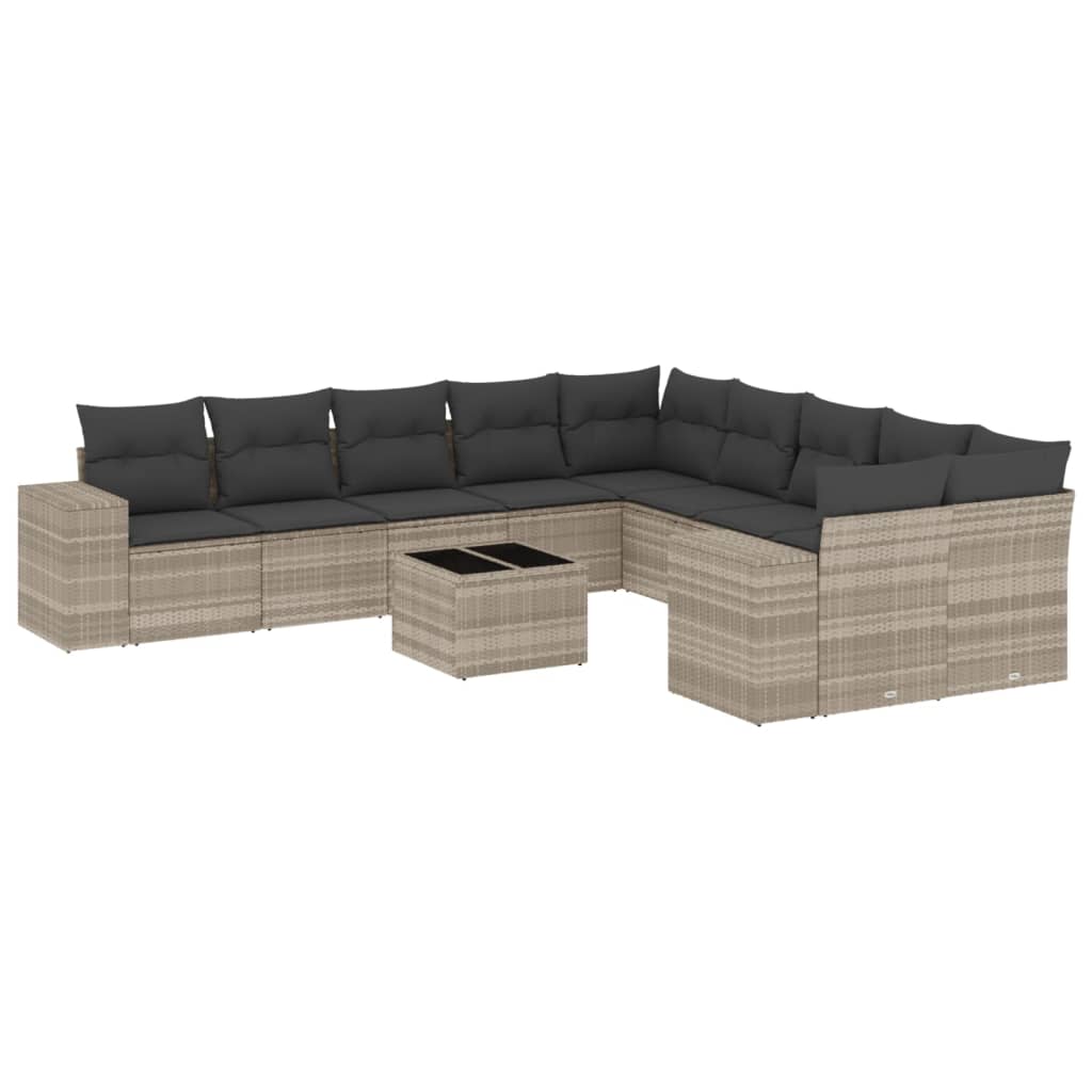 11-delige Loungeset met kussens poly rattan lichtgrijs is nu te koop bij PeponiXL, paradijselijk wonen!