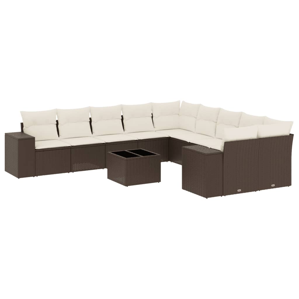 11-delige Loungeset met kussens poly rattan bruin is nu te koop bij PeponiXL, paradijselijk wonen!