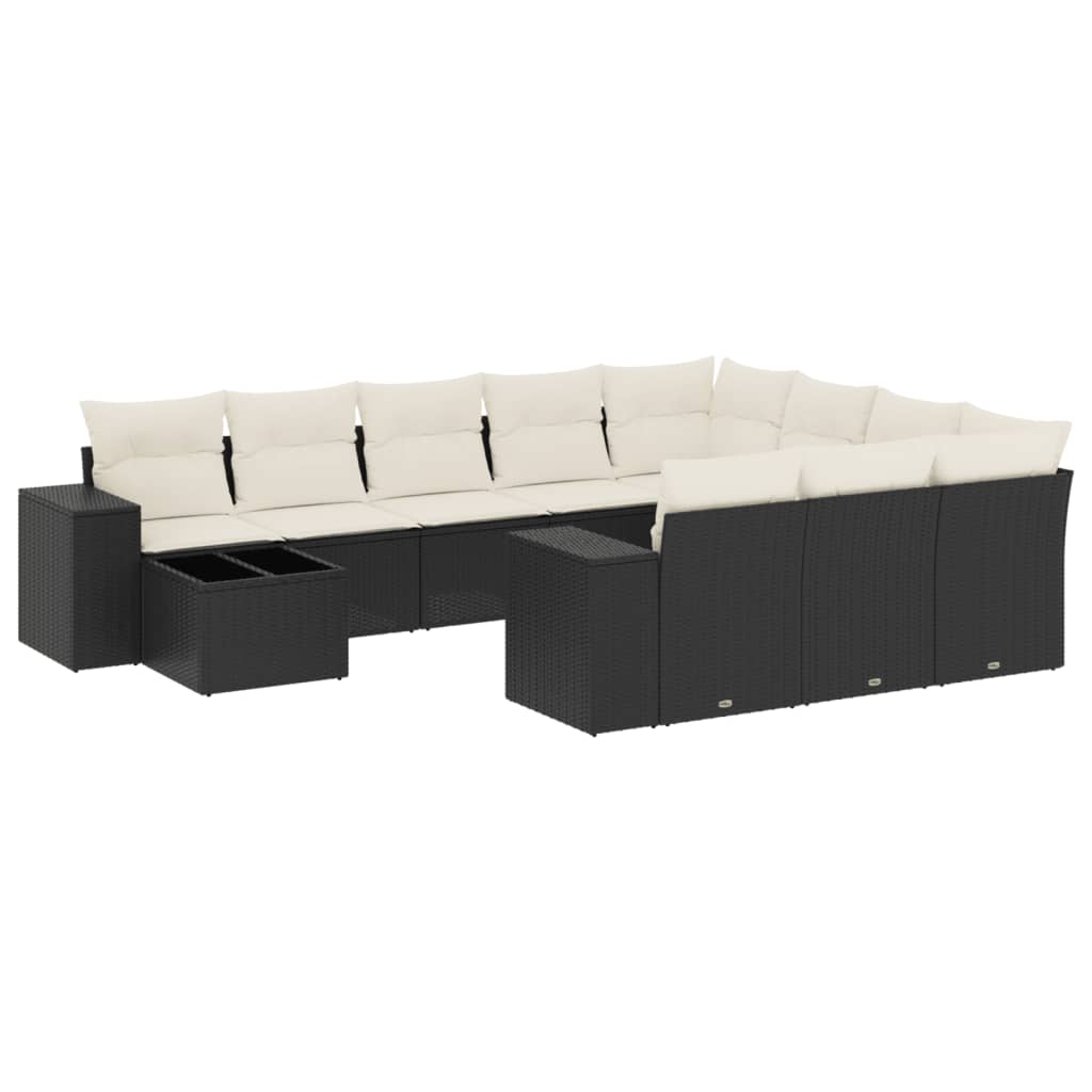 11-delige Loungeset met kussens poly rattan zwart is nu te koop bij PeponiXL, paradijselijk wonen!