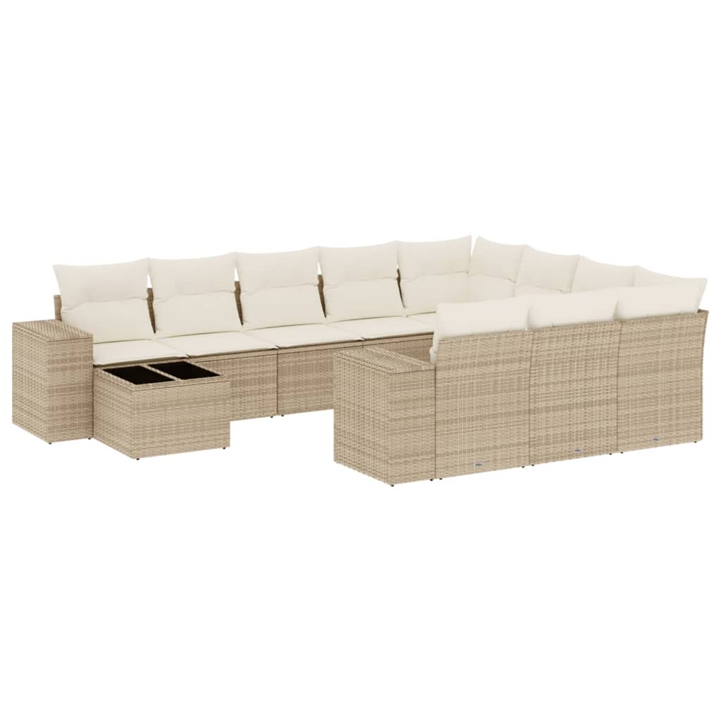 11-delige Tuinset met kussens poly rattan beige is nu te koop bij PeponiXL, paradijselijk wonen!
