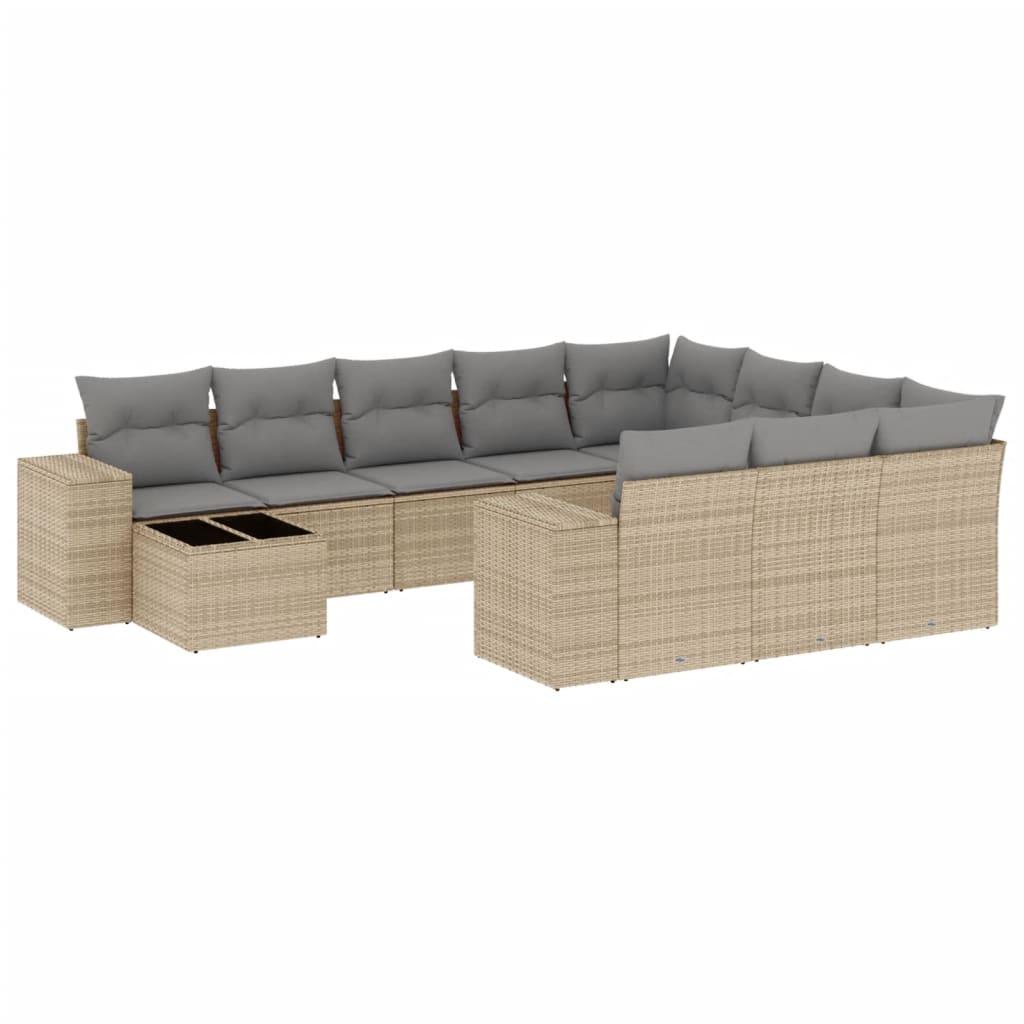 11-delige Tuinset met kussens poly rattan beige is nu te koop bij PeponiXL, paradijselijk wonen!