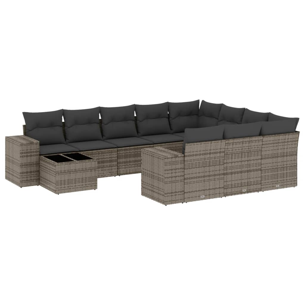 11-delige Loungeset met kussens poly rattan grijs is nu te koop bij PeponiXL, paradijselijk wonen!