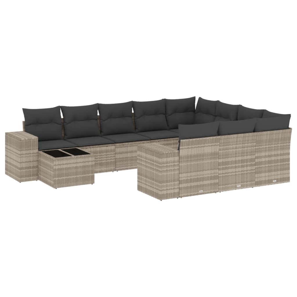 11-delige Loungeset met kussens poly rattan lichtgrijs is nu te koop bij PeponiXL, paradijselijk wonen!