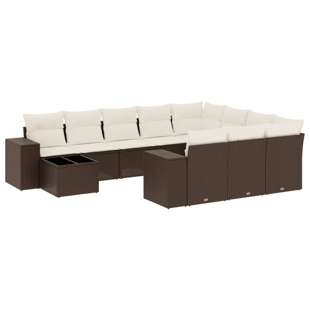 11-delige Loungeset met kussens poly rattan bruin is nu te koop bij PeponiXL, paradijselijk wonen!