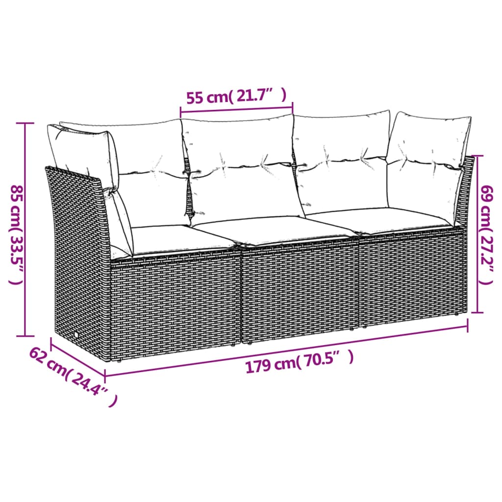 3-delige Loungeset met kussens poly rattan zwart is nu te koop bij PeponiXL, paradijselijk wonen!