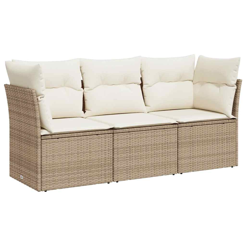 3-delige Loungeset met kussens poly rattan beige is nu te koop bij PeponiXL, paradijselijk wonen!