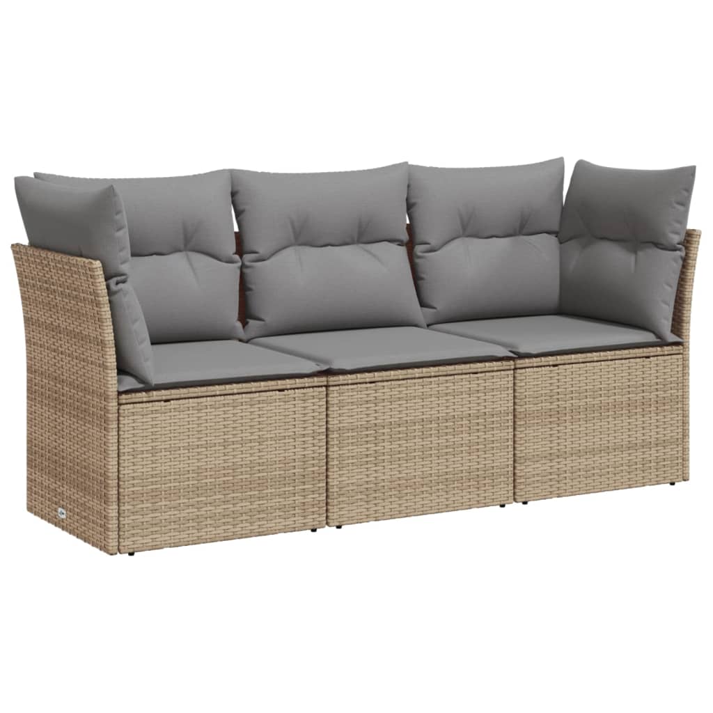3-delige Loungeset met kussens poly rattan beige is nu te koop bij PeponiXL, paradijselijk wonen!
