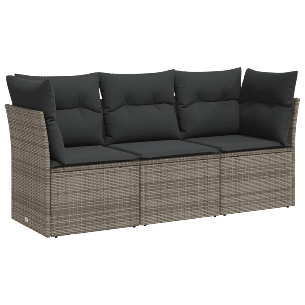 3-delige Loungeset met kussens poly rattan grijs is nu te koop bij PeponiXL, paradijselijk wonen!