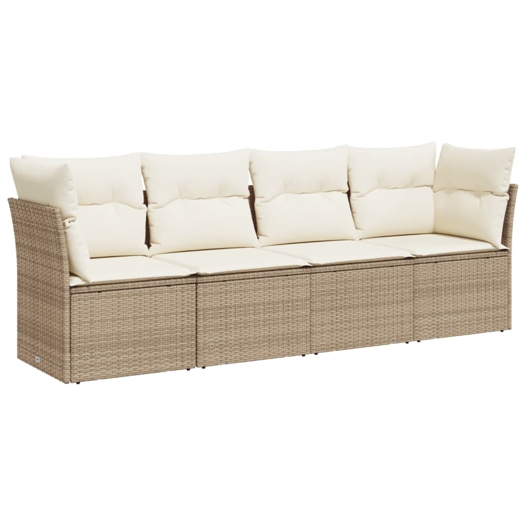 4-delige Loungeset met kussens poly rattan beige is nu te koop bij PeponiXL, paradijselijk wonen!