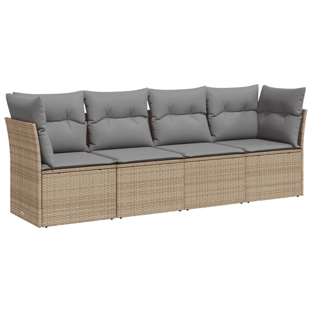 4-delige Loungeset met kussens poly rattan beige is nu te koop bij PeponiXL, paradijselijk wonen!