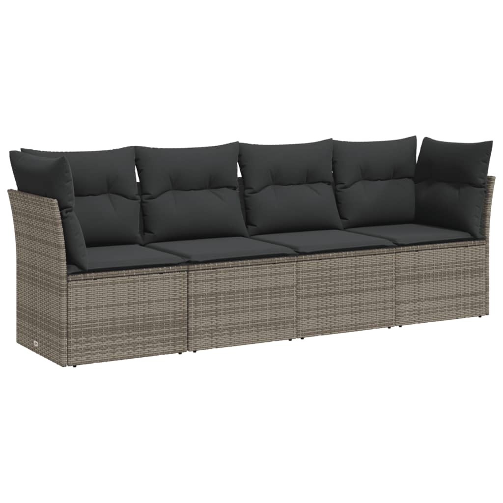 4-delige Loungeset met kussens poly rattan grijs is nu te koop bij PeponiXL, paradijselijk wonen!