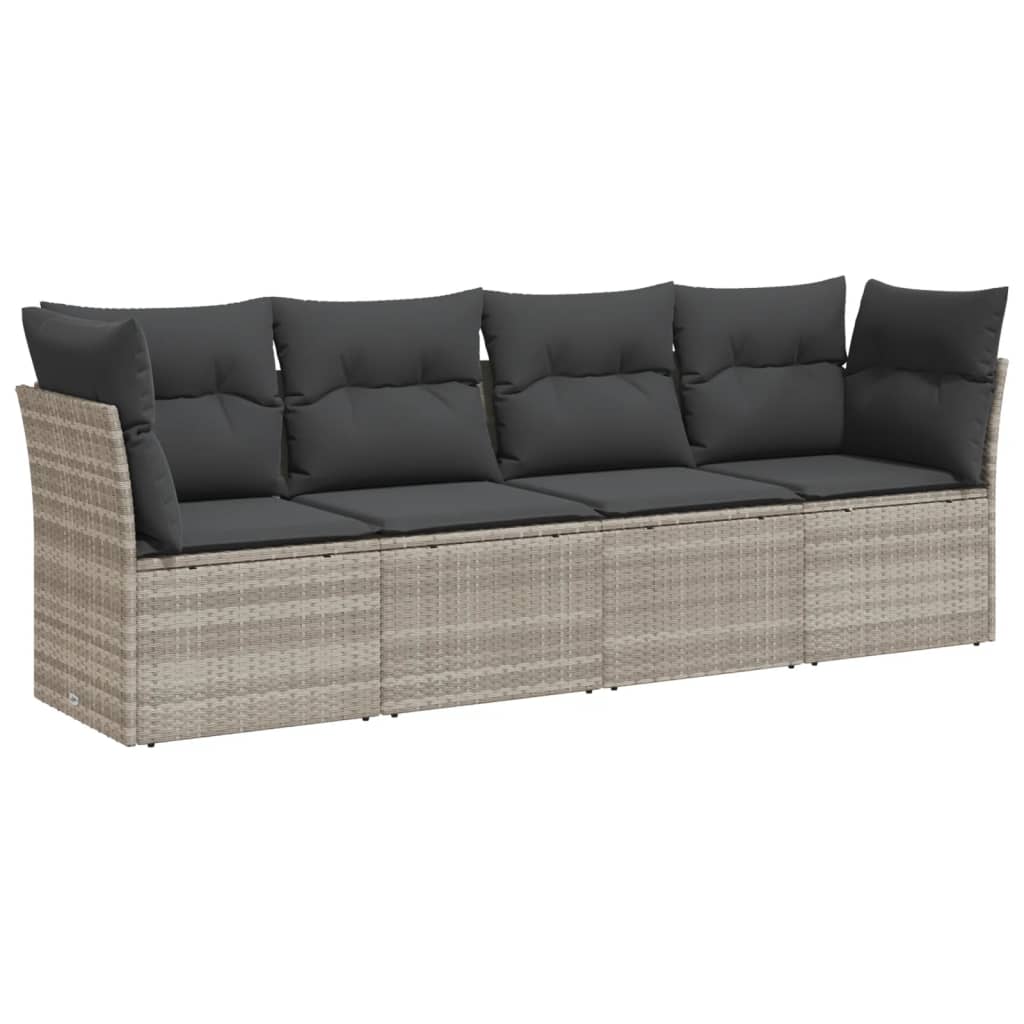 4-delige Loungeset met kussens poly rattan lichtgrijs is nu te koop bij PeponiXL, paradijselijk wonen!