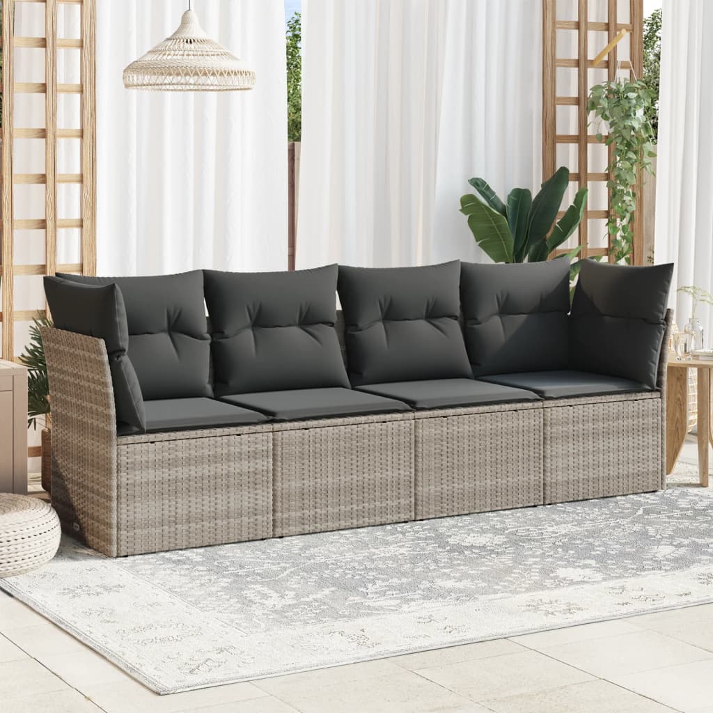 4-delige Loungeset met kussens poly rattan lichtgrijs is nu te koop bij PeponiXL, paradijselijk wonen!