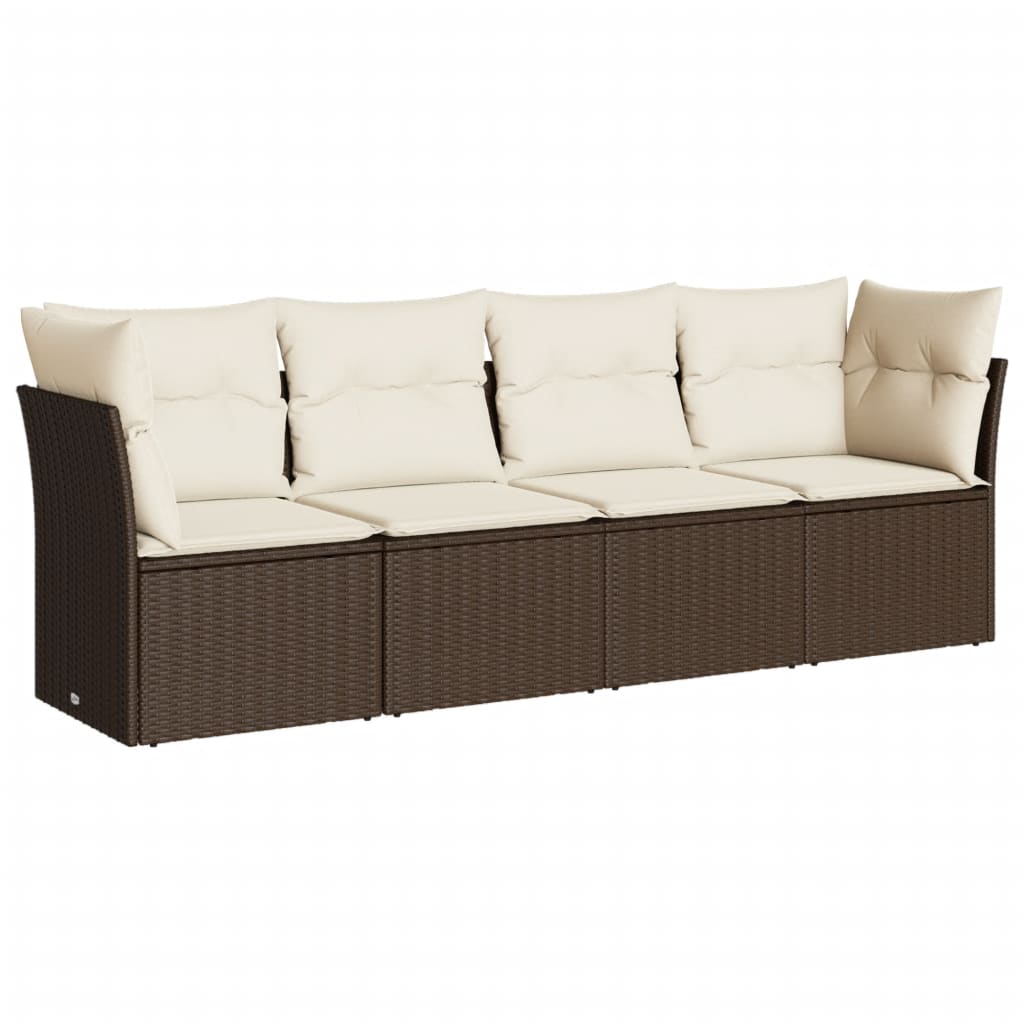 4-delige Loungeset met kussens poly rattan bruin is nu te koop bij PeponiXL, paradijselijk wonen!
