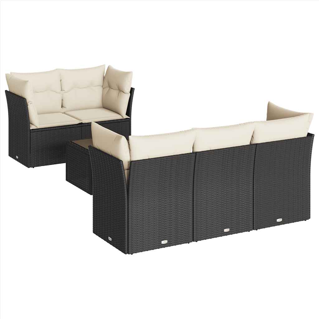 6-delige Loungeset met kussens poly rattan zwart is nu te koop bij PeponiXL, paradijselijk wonen!