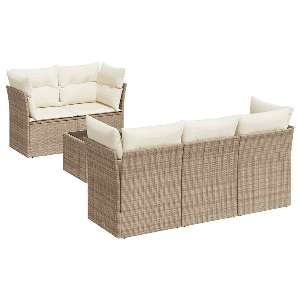 6-delige Loungeset met kussens poly rattan beige is nu te koop bij PeponiXL, paradijselijk wonen!