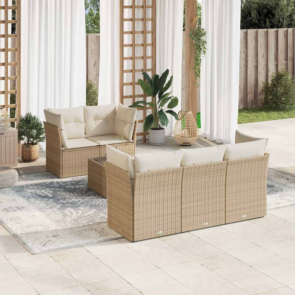 6-delige Loungeset met kussens poly rattan beige is nu te koop bij PeponiXL, paradijselijk wonen!