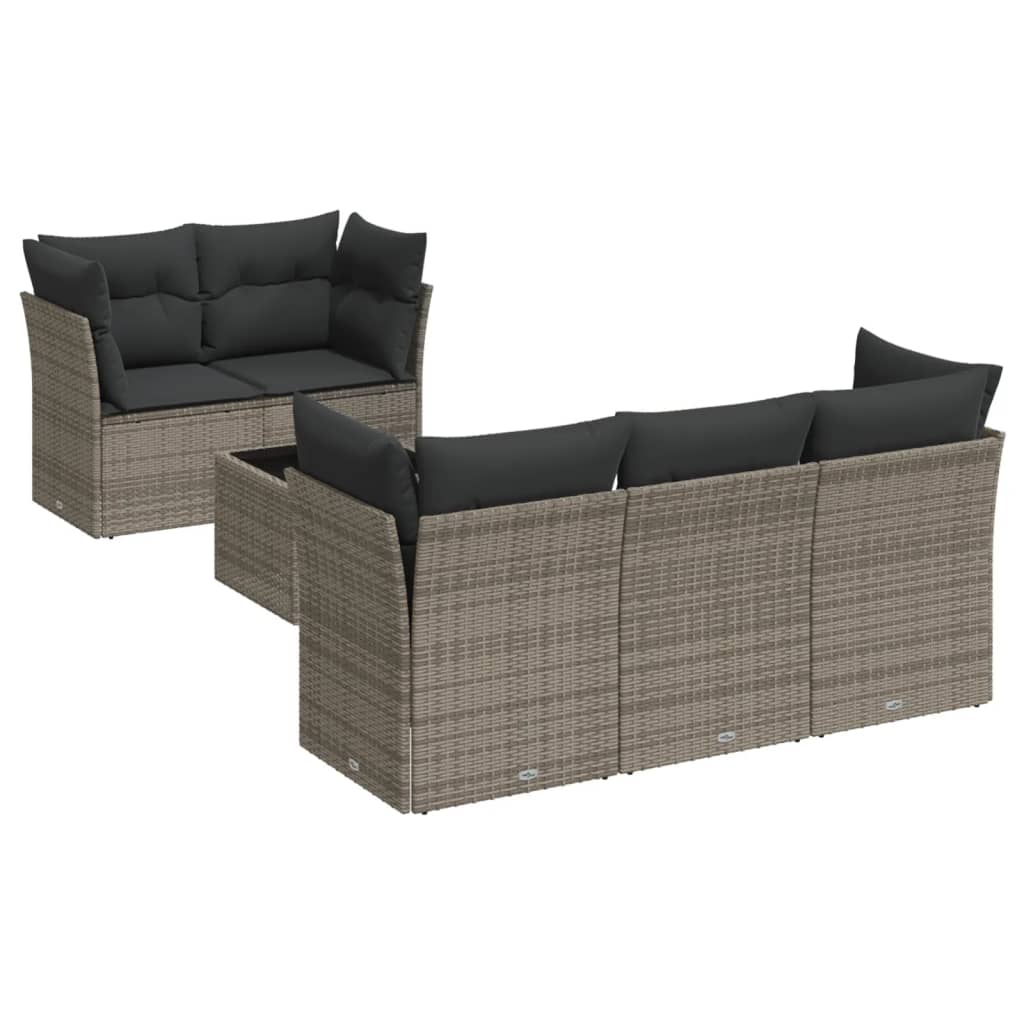 6-delige Loungeset met kussens poly rattan grijs is nu te koop bij PeponiXL, paradijselijk wonen!