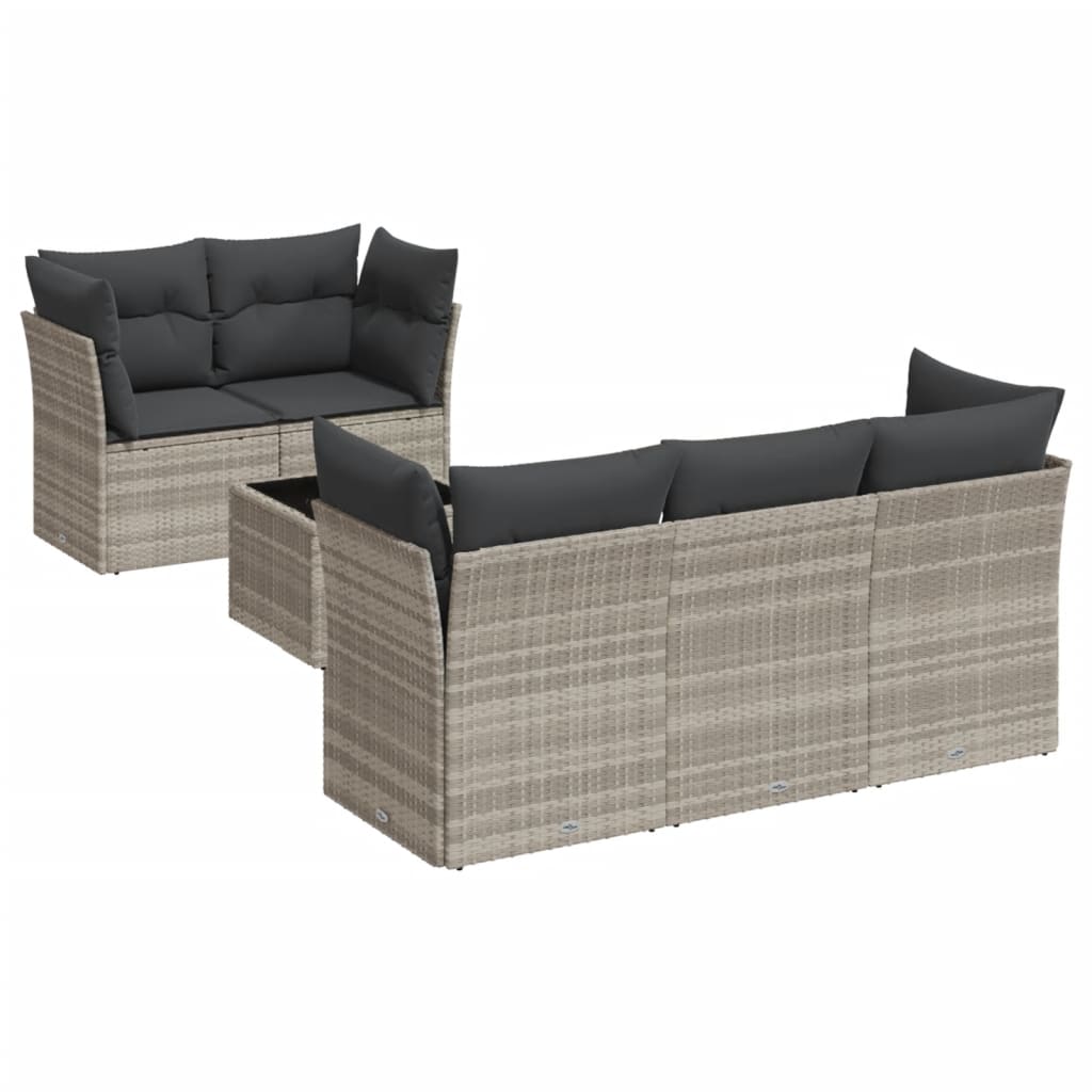 6-delige Loungeset met kussens poly rattan lichtgrijs is nu te koop bij PeponiXL, paradijselijk wonen!