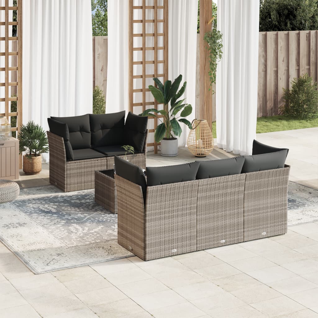 6-delige Loungeset met kussens poly rattan lichtgrijs is nu te koop bij PeponiXL, paradijselijk wonen!