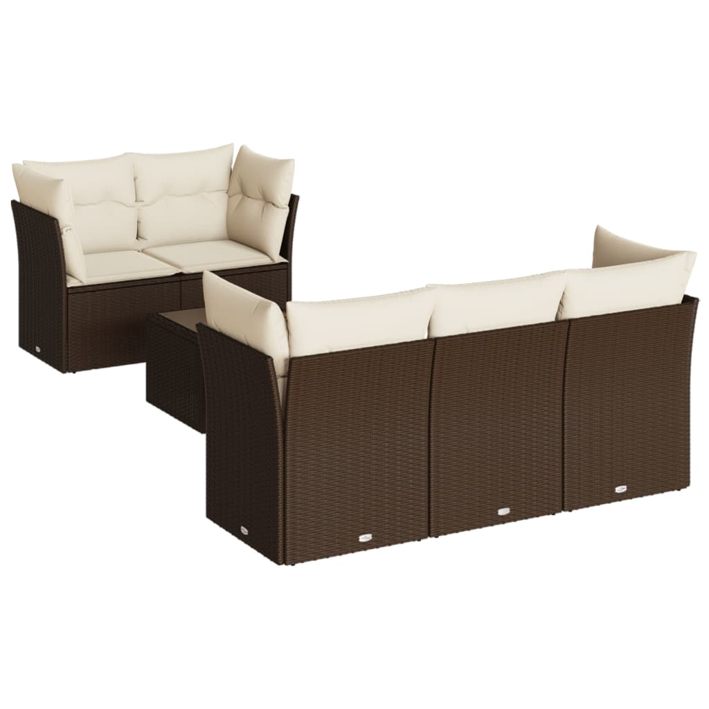 6-delige Loungeset met kussens poly rattan bruin is nu te koop bij PeponiXL, paradijselijk wonen!