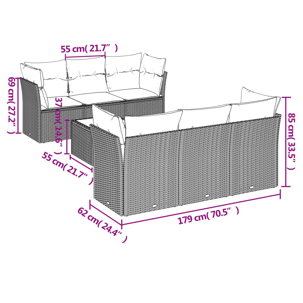 7-delige Loungeset met kussens poly rattan beige is nu te koop bij PeponiXL, paradijselijk wonen!