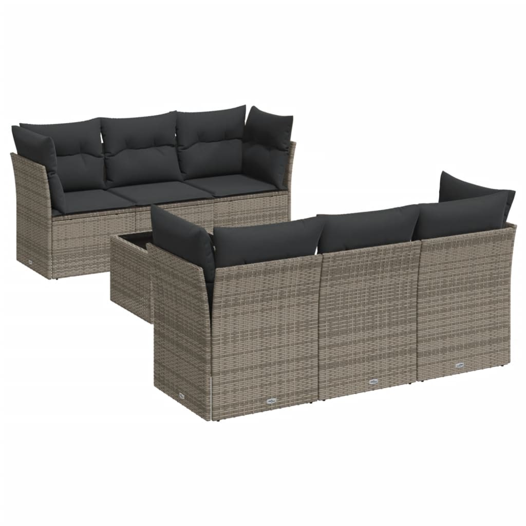 7-delige Loungeset met kussens poly rattan grijs is nu te koop bij PeponiXL, paradijselijk wonen!