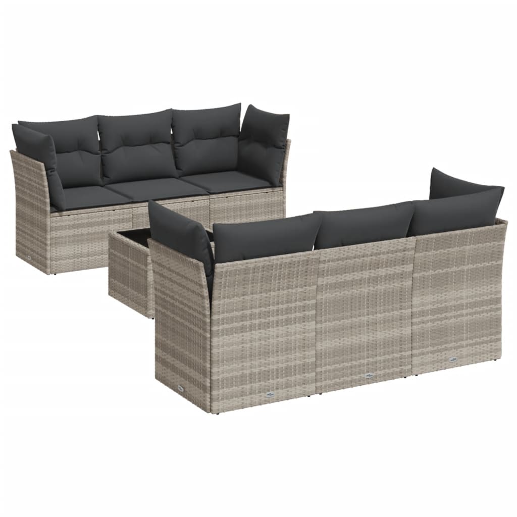 7-delige Loungeset met kussens poly rattan lichtgrijs is nu te koop bij PeponiXL, paradijselijk wonen!
