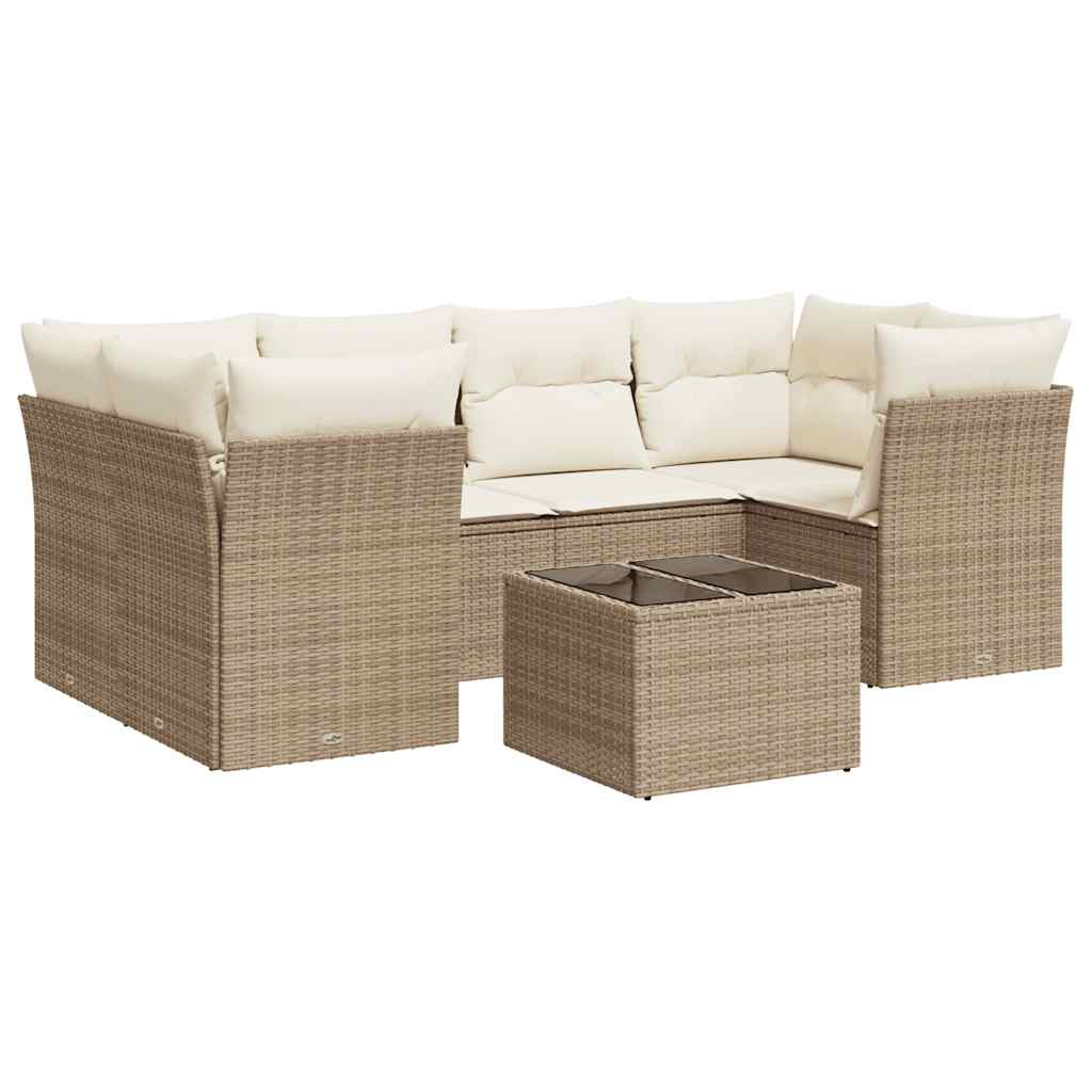 7-delige Loungeset met kussens poly rattan beige is nu te koop bij PeponiXL, paradijselijk wonen!