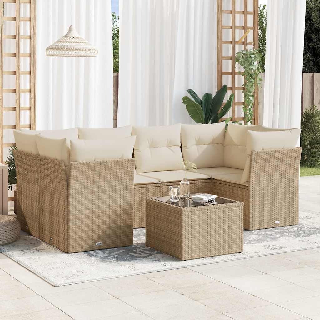 7-delige Loungeset met kussens poly rattan beige is nu te koop bij PeponiXL, paradijselijk wonen!