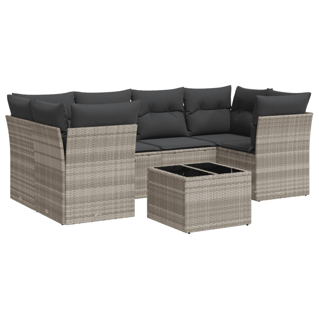 7-delige Loungeset met kussens poly rattan lichtgrijs is nu te koop bij PeponiXL, paradijselijk wonen!